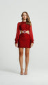 Exclusive Shiny Carmine Cut Out Mini Dress